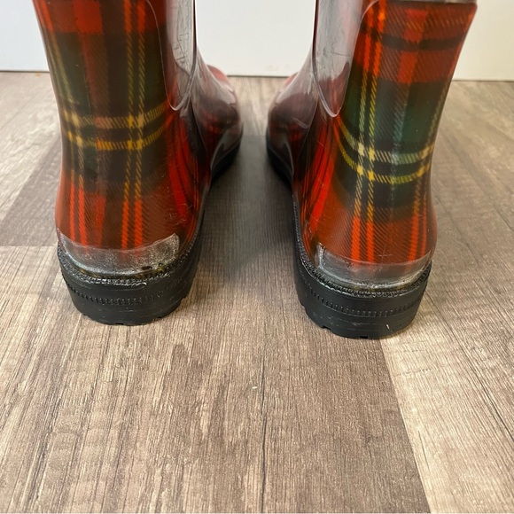 Lauren by Ralph Laurent High Shaft Black & Red Plaid Rainboots with box - Picture 6 of 13